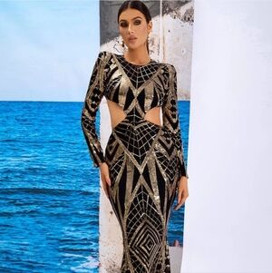 Black and gold dress